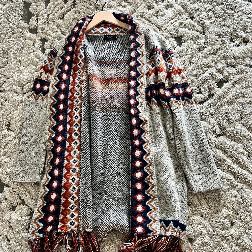 Vici Aztec Boho Cardigan Sweater with Pockets